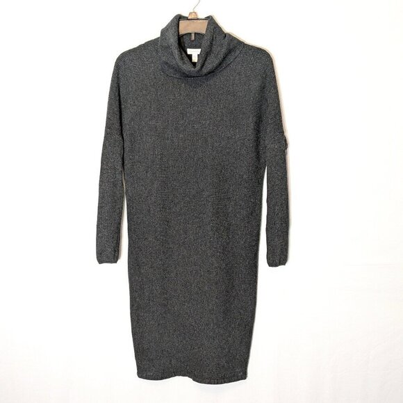 GARNET HILL Rib-Knit Gray Merino Wool Blend Pencil Sweater Dress; Size S - Picture 1 of 6